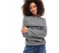 Vero Moda Womens slouchy off shoulder jumper in medium grey melange - Size X-Large