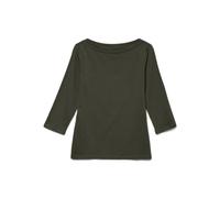 Vero Moda Women's Stretch T-Shirt 3/4 Sleeve Basic Boatneck Top Regular Fit Long Sleeve VMPANDA, Forest Night, S