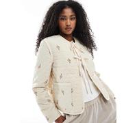 Vero Moda Womens tie front quilted jacket in cream - Beige - Size 2XL