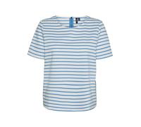 VERO Moda Women's Vmabby SS Zip Top JRS Noos T-Shirt, Moon Skirt/Stripes: Snow White, M