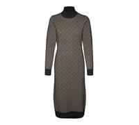 VERO MODA Women's Vmaria Art LS High-Neck Calf Dress Ga, Black/Detail:w. Silver Mink Graphic Print, L
