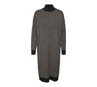 VERO MODA Women's Vmaria Art Ls Highneck Knee Dress Ga, Black/Detail:w. Silver Mink Graphic Print, M