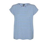 VERO MODA Women's Vmava Plain Ss Top Ga JRS Noos T-Shirt, Ibiza Blue/Stripes: Pristine, S