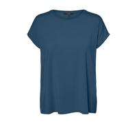 VERO MODA Women's Vmava Plain SS Top Gajrs Noos Shirt, Moroccan Blue, Large