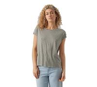 VERO MODA Women's VMAVA Plain SS TOP Stripe GA JRS NOOS T-Shirt, Laurel Wreath/Stripes:Pristine, L