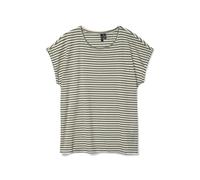 VERO MODA Women's VMAVA Plain SS TOP Stripe GA JRS NOOS T-Shirt, Laurel Wreath/Stripes:Pristine, M