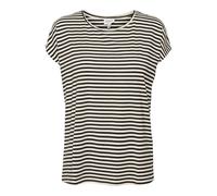 VERO MODA Womens Vmava Plain Top Stripe Ga JRS Noos Shirt, Black/Stripe:Flawless, M UK