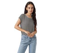VERO MODA Womens Vmava Plain Top Stripe Ga JRS Noos Shirt, Black/Stripe:Flawless, XL UK
