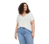 VERO Moda Women's Vmaya SS V-Neck Tee VMA Noos Curve T-Shirt, Snow White, M