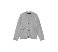 VERO MODA Women's Vmboom LS V-Neck Button Cardigan Ga Noos Sweater, Light Grey Mix, M