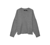 VERO MODA Women's Vmboom Structure LS V-Neck Pullover Boo, Medium Grey Melange, S