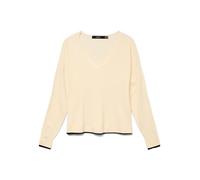 VERO MODA Women's Vmbreeze LS V-Neck Pullover Ga Boo Knitted Jumper, Birch/Detail: w. Black Contrast, M