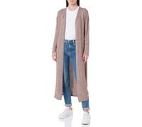 VERO MODA Women's Vmbrianna Ls Open Calf Cardigan Boo Sweater, Brown Lentil/Detail: w. Birch Melange, S