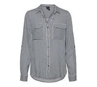 VERO MODA Women's Vmbumpy New Noos TLL L/S Shirt Blouse, Snow White/Stripes: India Ink, M/Tall