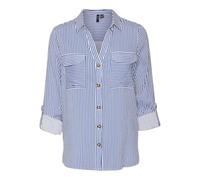 VERO MODA Women's Vmbumpy L/S Shirt New WVN Ga Noos Blouse, Beaucoup Blue/Stripes: Snow White, S