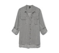 VERO MODA Women's Vmbumpy L/S Shirt New WVN Ga Noos Long Sleeve Blouse, Chocolate Cake/Stripes: Snow White, S