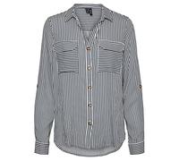 VERO MODA Women's Vmbumpy New Noos TLL L/S Shirt Blouse, Snow White/Stripes: India Ink, M/Tall