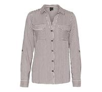 VERO MODA Women's Vmbumpy New WVN Ga Noos L/S Shirt Blouse, Bitter Chocolate/Stripes: Snow White, M