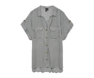 VERO MODA Women's Vmbumpy S/S Shirt WVN Ga Noos Short Sleeve Blouse, Blue, L