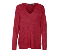 VERO MODA Women's Vmcrewlefile LS V-Neck Blouse Noos Knitted Jumper, Salsa/Detail: Melange, S