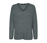Vero Moda Women's VMCREWLEFILE LS V-Neck Blouse NOOS Pullover Sweater, Balsam Green/Detail:Melange, M