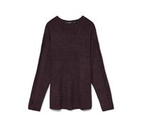 VERO MODA Women's Vmcrewlefile LS V-Neck Blouse Noos Sweater, Winetasting/Detail: Melange, S