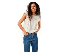 VERO MODA Women's Vmdebbie Pleat S/L Top Ga Noos T-Shirt, Snow White, S