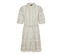 VERO MODA Women's Vmdicthe 2/4 Short Volume Dress WVN Ga Keid, Silver Lining/AOP:Ibiza Snow White, M