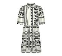 VERO MODA Women's Vmdicthe 2/4 Short Volume Dress WVN Ga Keid, Snow White/AOP: Ibiza Black, XL