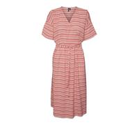 VERO MODA Women's Vmdixie 2/4 Wrap Calf Dress WVN, Bittersweet/Checks:Snow White, L