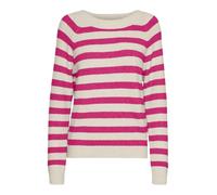 VERO MODA Women's Vmdoffy Ls O-Neck Blouse Ga Noos Pullover Sweater, Birch/Stripes: carbaret, S