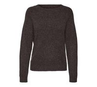 VERO MODA Women's Vmdoffy LS O-Neck Blouse Ga Noos Sweater, Chocolate Cake/Detail: w. Black Melange, S