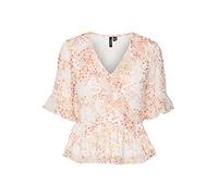 VERO MODA Women's Vmdora Kaya 2/4 Wrap Top WVN Ga, Snow White/AOP: Dora, S
