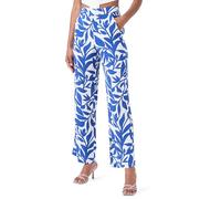 VERO MODA Women's Vmeasy Joy Hw Wide Pants WVN Ga, Snow White/AOP: Alisa Mazarine Blue, S
