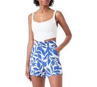 VERO MODA Women's Vmeasy Joy Hw Shorts WVN Ga, Snow White/AOP: Alisa Mazarine Blue, XS
