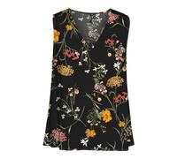 VERO MODA Women's Vmeasy Joy S/L V-Neck top WVN Ga, Black/AOP: vicka, M