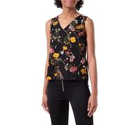 VERO MODA Women's Vmeasy Joy S/L V-Neck top WVN Ga, Black/AOP: vicka, XS