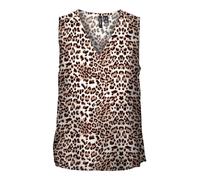 VERO MODA Women's Vmeasy Joy S/L V-Neck Top WVN Ga Blouse, Tan/AOP: liv, M