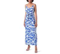 VERO MODA Women's Vmeasy Joy Slit Maxi V-Neck Dress WVN Ga, Snow White/AOP: Alisa Mazarine Blue, M
