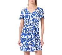 VERO MODA Women's Vmeasy Joy Ss Short Dress WVN Ga Summer, Snow White/AOP: Alisa Mazarine Blue, S