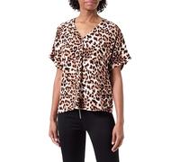 VERO MODA Women's Vmeasy Joy SS V-Neck top WVN Ga, Tan/AOP: Leo, M