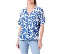 VERO MODA Women's Vmeasy Joy SS V-Neck top WVN Ga, Snow White/AOP: Alisa Mazarine Blue, S