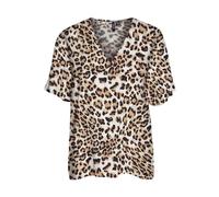 VERO MODA Women's Vmeasy Joy SS V-Neck WVN Ga Top, Tan/AOP: Leo, S