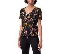 VERO MODA Women's Vmeasy Joy V-Neck Ss Blouse WVN Ga Top, Black/AOP: vicka, M