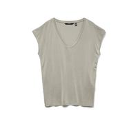 Vero Moda Women's VMFILLI SS V-Neck TEE GA NOOS T-Shirts, Silver Lining, S