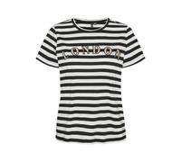 VERO MODA Women's Vmfira Francis Ss Top Box JRS Ga T-Shirt, Black/Stripes: Snow White, S