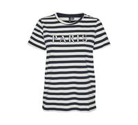 VERO MODA Women's Vmfira Francis SS Top Box JRS Ga T-Shirt, Navy Blazer/Stripes: Snow White, M
