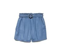 VERO MODA Women's Vmfleur Hw Paperbag Belt Shorts Ga, Medium Blue (Medium Blue Denim), M