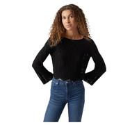 VERO MODA Women's Vmginger 3/4 Boatneck Pullover Ga Noos Knitted Jumper, Black, M