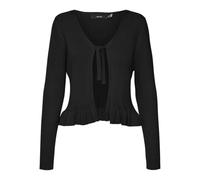 VERO MODA Women's Vmglory Ls Tie Peplum Cardigan Ga Boo Sweater, Black, S